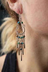 Image 1 of Sterling Silver Turquoise Chandelier Earrings