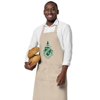 Image 3 of Organic cotton apron with green screenprint Grier crest