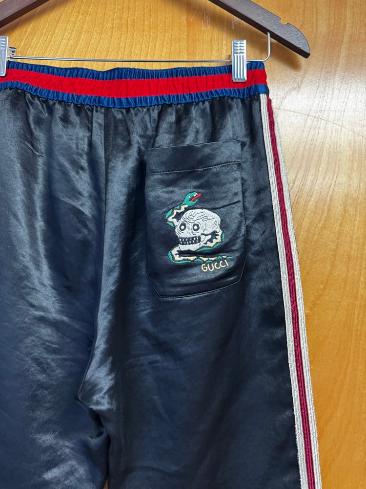 Image of Gucci Embroidered Snake Lounge Pants