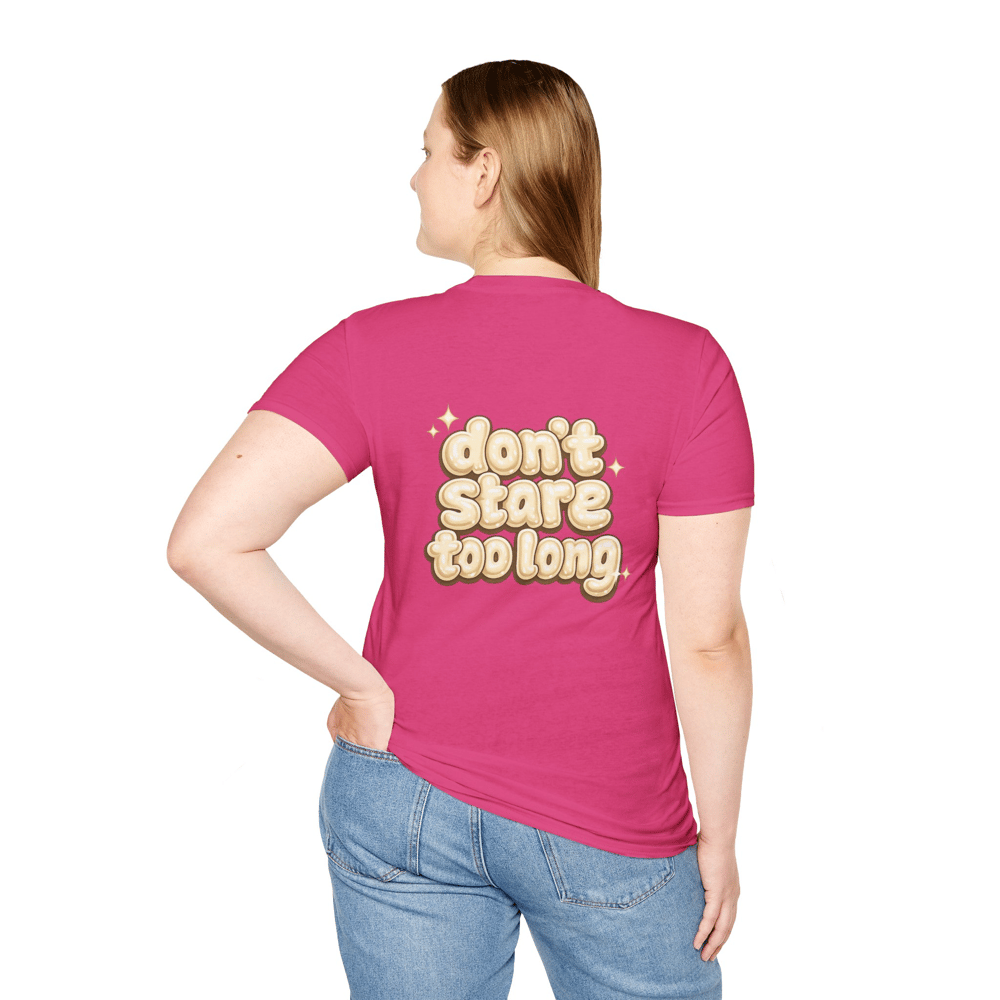 Image of Unisex T-Shirt "Fine Shyt" Bubble Letter Graphic (Back: "don't stare too long")