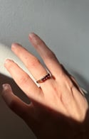 Belle bague jarretière en argent massif poinçonné, 4 grenats, vintage! 