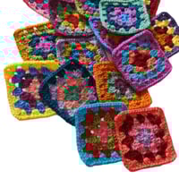 Image 4 of 20 Crochet Granny Squares Mixed Gorgeous Colour Scheme 3-inch 