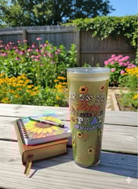 Image 1 of Custom Sunflower Cheetah Print Glitter Faith Tumbler