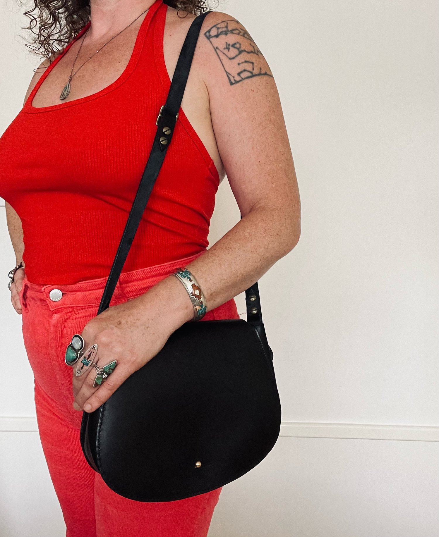 Image of Black Crossbody Saddle Bag