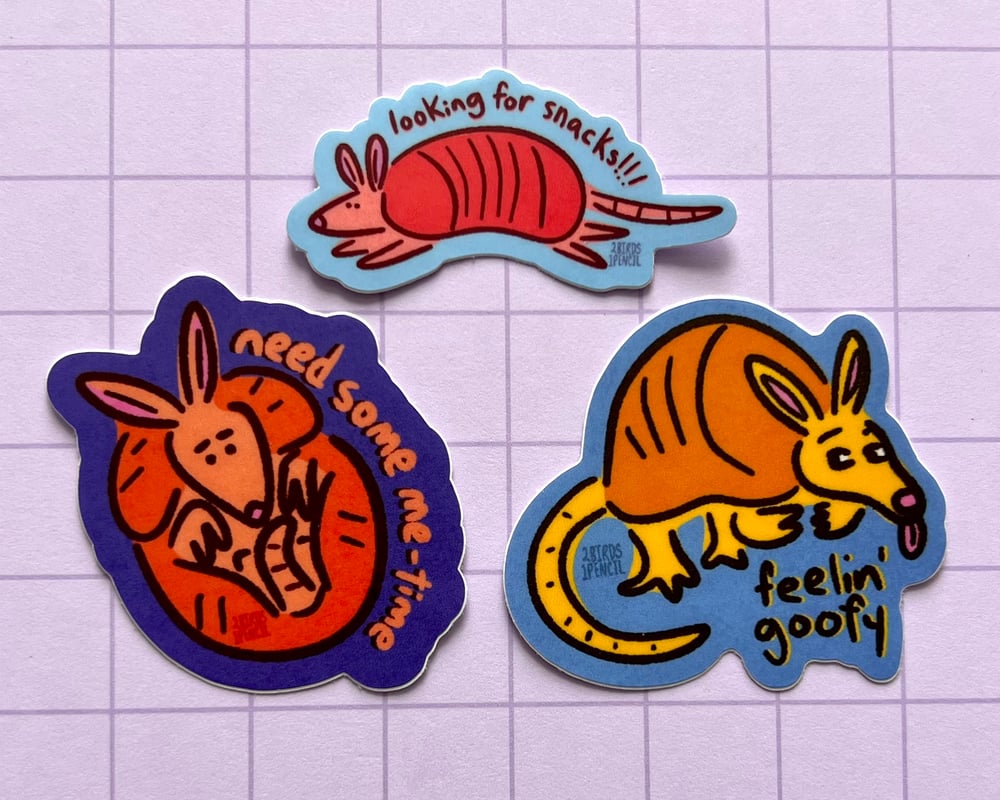 Image of Silly armadillo mini vinyl sticker pack