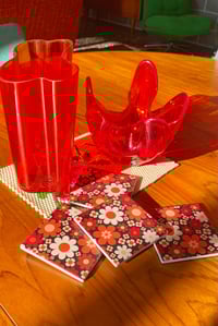 Image 2 of Still Sunny Dark Orange Coaster Set