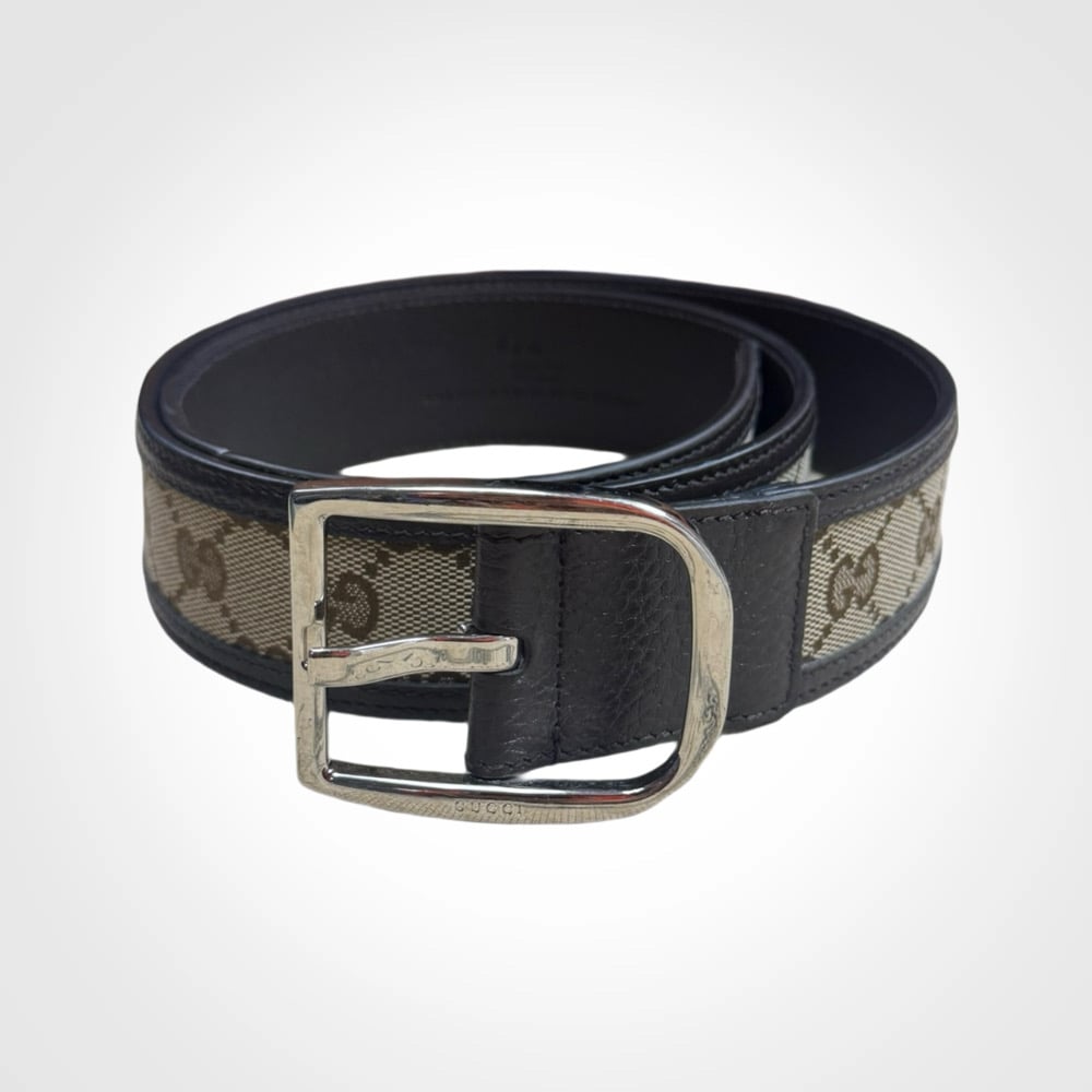 Image of Gucci GG Canvas  Leather Belt