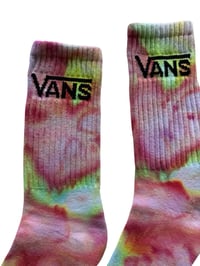 Image 3 of M/L Adult VANS Hand-Dyed Crew Socks in Kiwi Stawberry Ice Dye