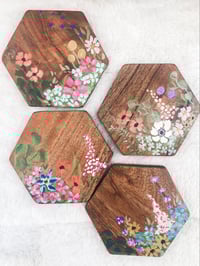 Image 1 of Set of 4 Floral Coasters 