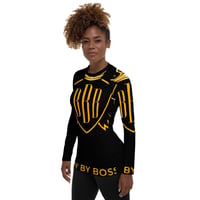 Image 3 of BOSSFITTED Black and Yellow Women's Elite Squad Long Sleeve Compression Shirt