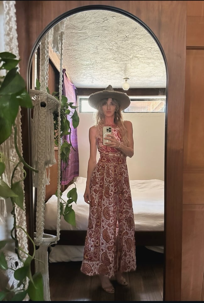 late 60s indian gauze hand blocked batik maxi halter dress