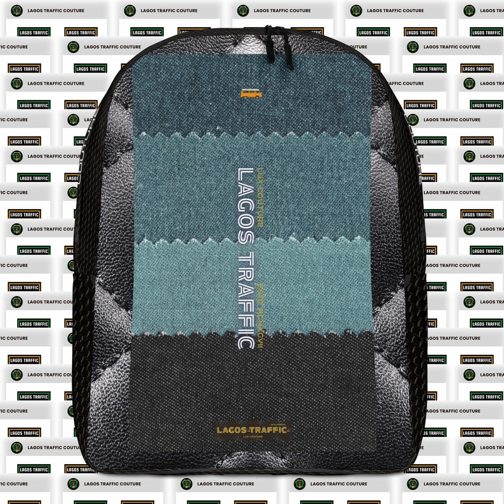 LAGOS TRAFFIC COUTURE LAPTOP TRAVELER'S BACKPACK (DENIM PRINT)