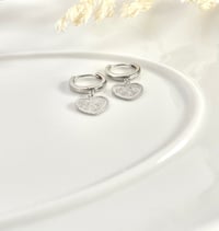 Image 2 of  Heart Huggie Earrings