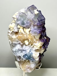 Image 8 of QR Code Fluorite & Barite Specimen On Stand #2585