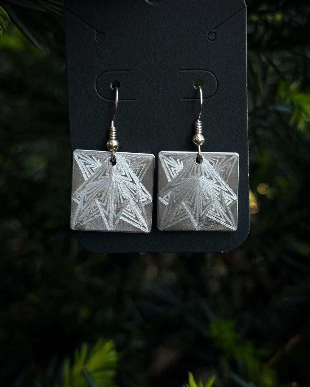 Image of Engraved Silver Earrings