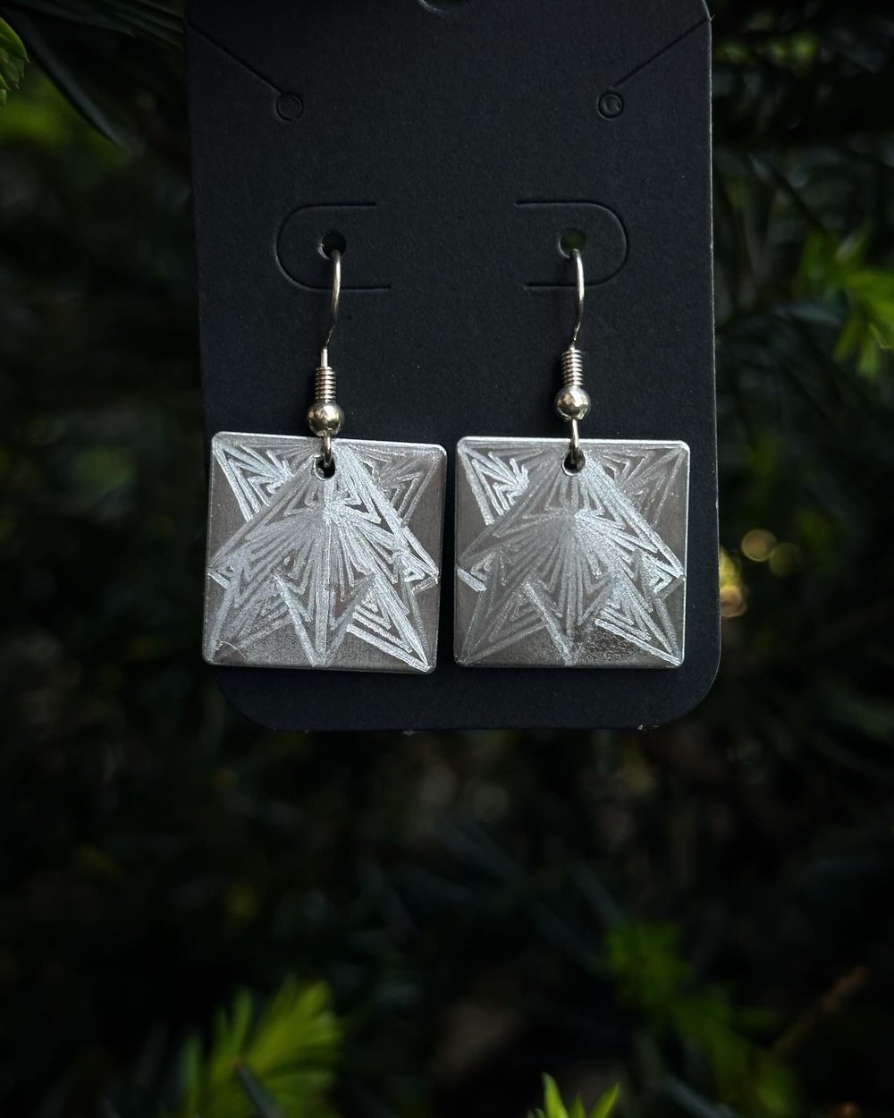 Image of Engraved Silver Earrings 