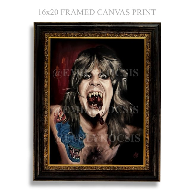 16x20 Framed Canvas Print // Ozzy Osbourne 1980s In Oil