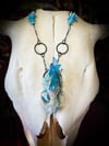 Blue Quartz Embellished Mink Skull - Necklace 