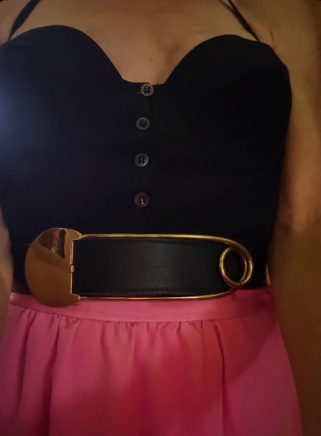 rare 70s brass safety pin punk belt 