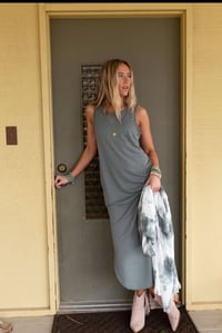 Image 4 of Cassie Sleeveless Pocket Maxi Dress - Light Olive