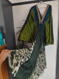 Image 1 of Wanderlust maxi dress Sari tie dye GREEN BLUE