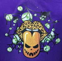 Image 3 of Halloween Rock Themed Apron (purple)