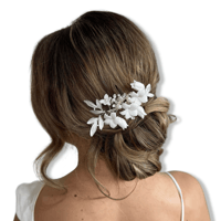 Image 2 of The "Eve" Acrylic White Floral Comb 