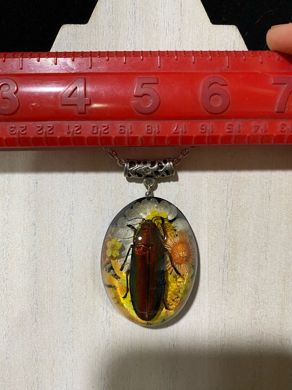 Floral Jewel Beetle Pendant 