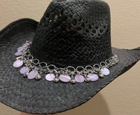 Image 2 of Black Cowboy Hat Silver  and Lavender Chain Band