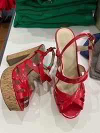 Image 1 of Nine West red patent leather sandals 