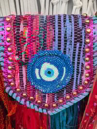 Image 4 of FRILL MINI body cross Sari bag with ruffles - detachable strap eye