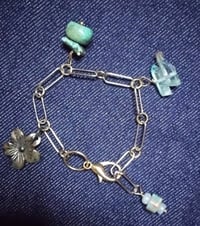 Image 2 of Gold and silver plated charm bracelet (crystals,turquoise howlite & amazonite)