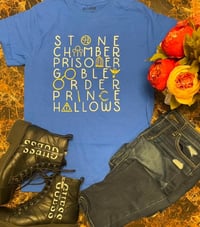 Wizard Book Titles Blue Tshirt