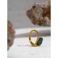 Image 1 of NEVA Malachite 18k Gold Plated Ring 