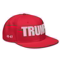 Image 5 of Trump 45-47 USA Flag Red - Snapback Hat from PatriotsCo.com