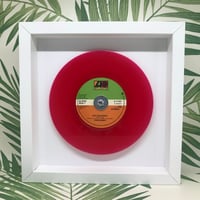 Image 1 of Foreigner: Hot Blooded , Framed 7”  red vinyl record