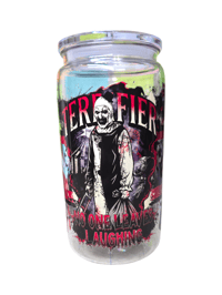 Image 1 of Creepy Clown 16oz plastic can cup with lid