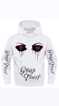 Image 2 of Gwap Tears white hoodie (w/red eyes/hood/back)