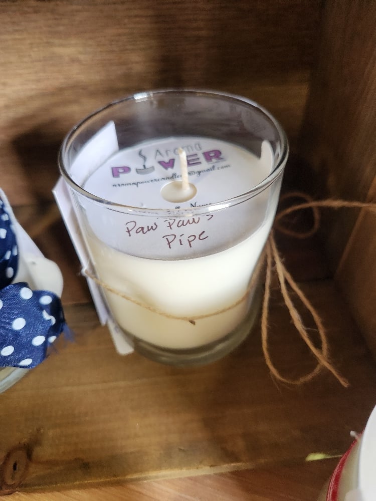 Image of Paw Paw's Pipe Candle in Reusable Whiskey Rocks Glass