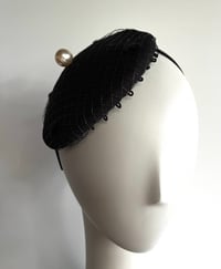 Image 1 of Black felt button w pearl