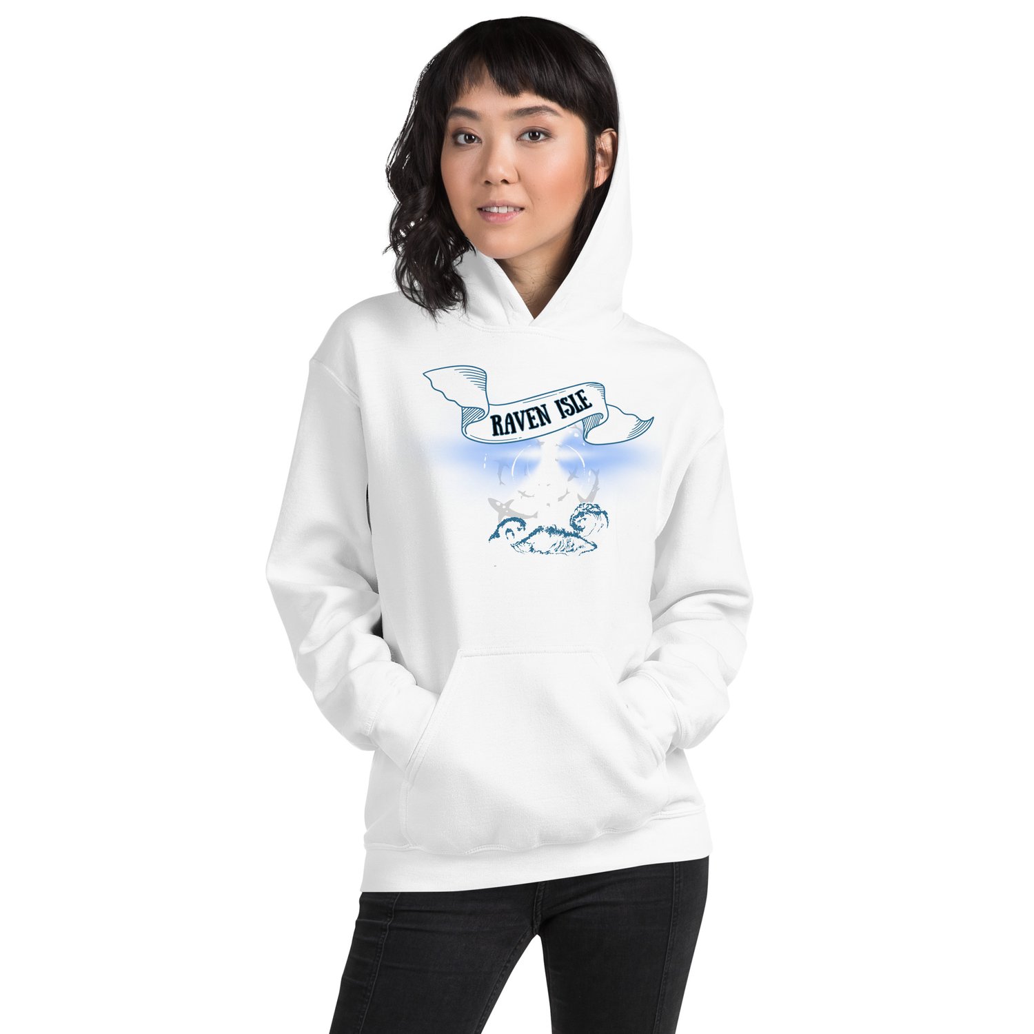 Image of Officially licensed does it hurt Raven Isle white Unisex Hoodie