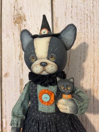 Image 2 of Boston Terrier Dog Witch Halloween Folk Art French Bulldog creation