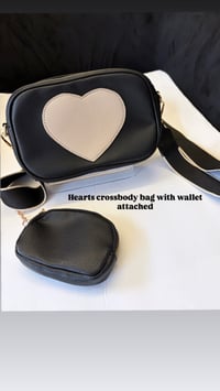 Hearts crossbody bag with wallet attached 