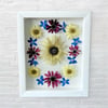 Genuine Sunflower, Delphinium And Red Cone Wildflowers In 8" X 10" Shadow Box (Item# 202203LS)