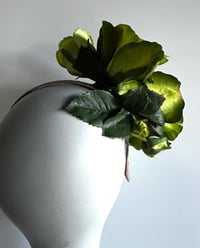 Image 2 of Bright green roses headpiece