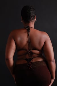 Image 3 of Front Tie Knit Maxi Dress -Brown