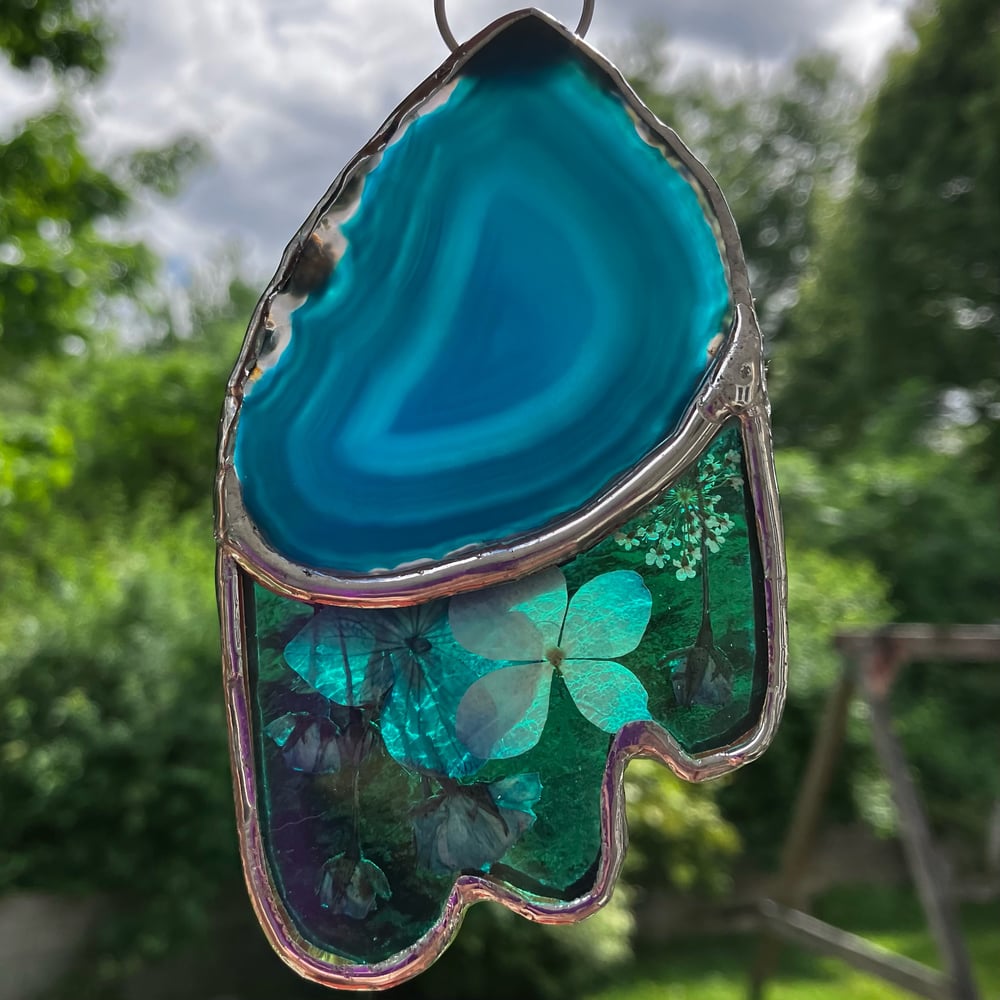 Image of Blue Floral Agate Slice