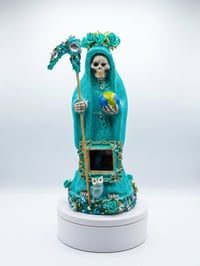 Image 1 of Turquoise Santa Muerte Statue