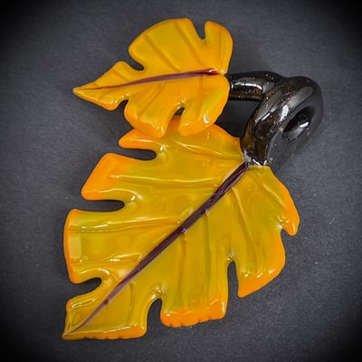 Image of Pumpkin Orange Monstera Leaf Pendant