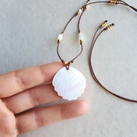 Image 1 of Mother of pearl necklace - Adjustable hippie boho choker necklace 